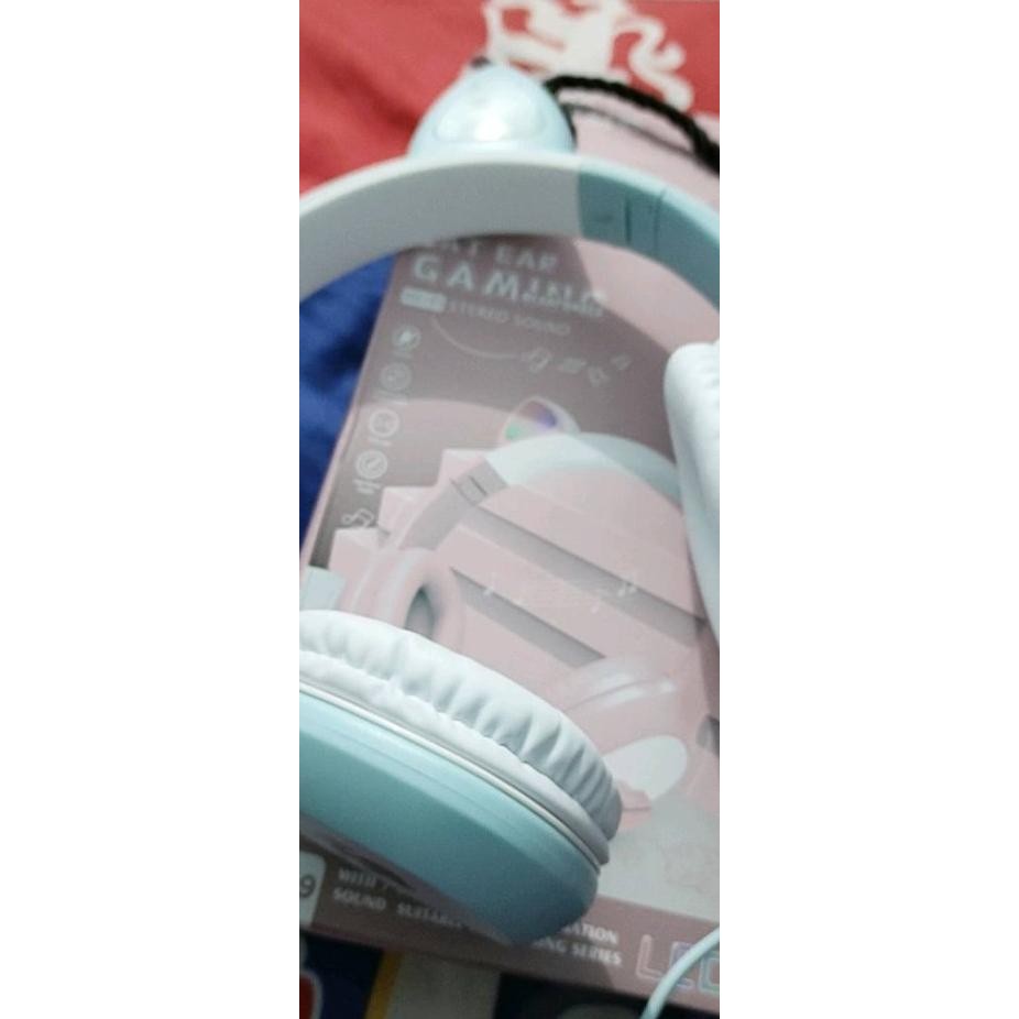 Cat Ear Headphone Telinga Kucing Headset Gaming Cewek Pink Lucu Mic Terlaris