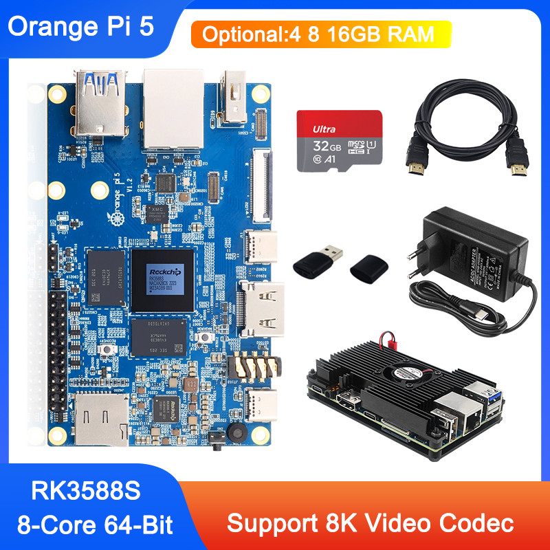 JETS Orange Pi 5 RK3588S 8-Core 64-Bit 4 8 16GBRAM PCIE Module External WiFi+BT SSD Gigabit Ethernet