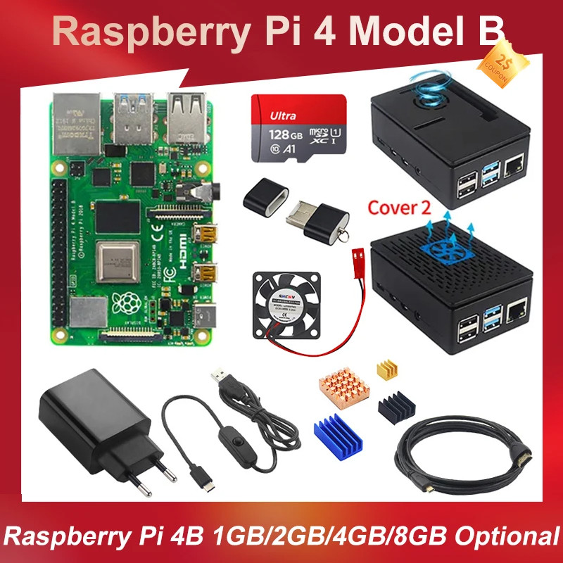 JETS Official Raspberry Pi 4 8GB 4GB 2GB Kit Power Adapter ABS Case 32G 64G 128G Card Reader Heat Si