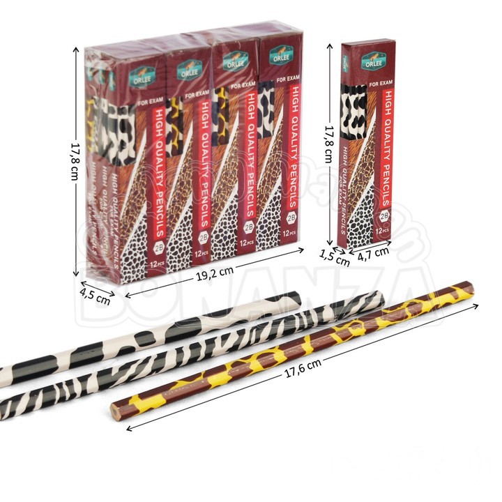 

[Bonanza] Pensil 2B Motif Hewan 12 Box Orlee High Quality Pencils Pack Plastik