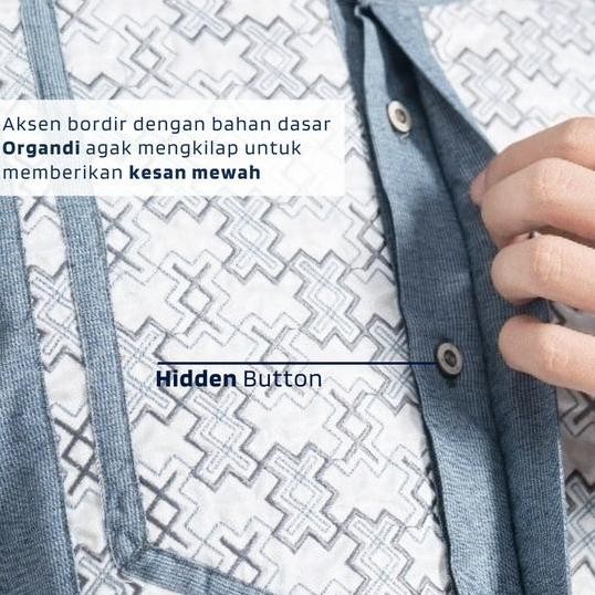 Muslimadani Baju Koko HASUNA Regular Koko Dewasa Lengan Pendek dan Lengan Panjang Bordir Kemeja Koko