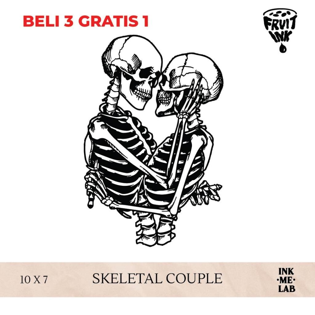 INKMELAB - SKELETAL COUPLE Fruit Ink Temporary Tattoo  - Tato Temporer Semi Permanen Tahan 3 Minggu