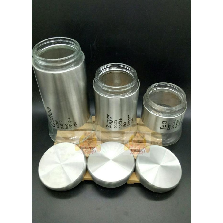 Toples Set 3pc JUMBO toples - Tempat Kopi Gula Teh - Toples Kue 2572