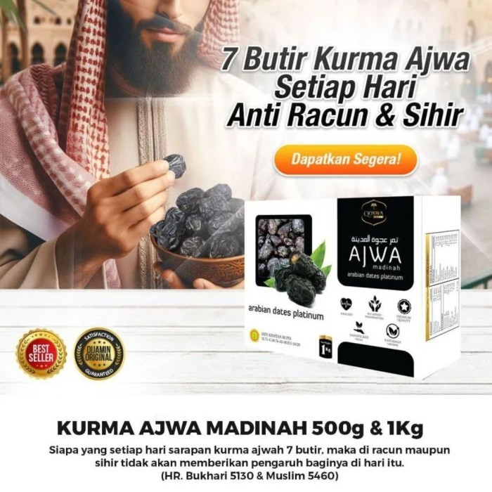 

Sale Terbatas Kurma Ajwa Asli Madinah 500 Gram - Kurma Nabi Original Fresh Premium Aman