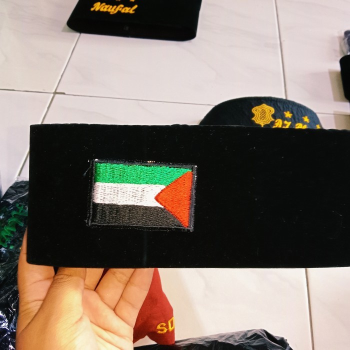 Peci Peci bendera palestina free bordir nama - Hanya logo, 1 original dewasa anak