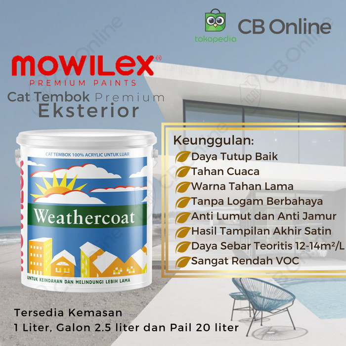 MOWILEX WEATHERCOAT EKSTERIOR 15-01 PUTIH - 2.5LTR (KHS GRAB & GOSEND)
