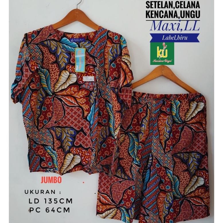 Setelan Baby Doll Jumbo Kencana Ungu Label Biru Maxi Ll Ld.135 Cm / Baju Tidur Santai Wanita 1Set Ce