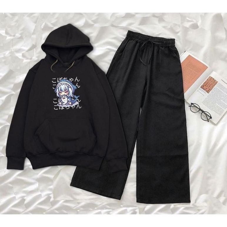 Setelan Sweater Hoodie Anime Jepang Wanita Dan Remaja/Setelan Baju Sweater Dan Celana Kulot/Setelan 