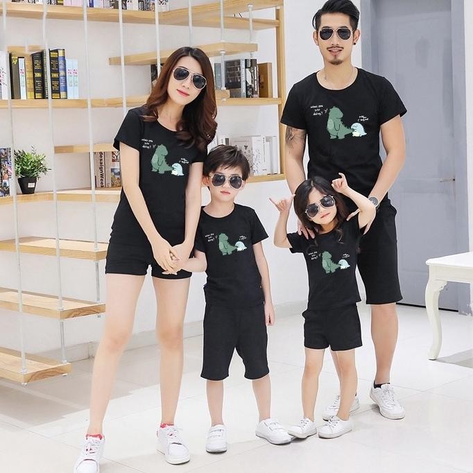 Ic88 Baju Kaos Couple Pasangan Keluarga Sablon Dino Atasan Kaos Kapel Ayah Ibu Anak Lucu Kekinian