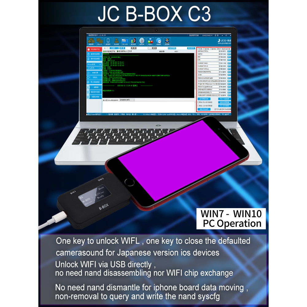 WUF JC B Box Pro Window DCSD Cable For IOS A7-A11 One Key Purple Mode for iPhone & iPad Modify NAND 