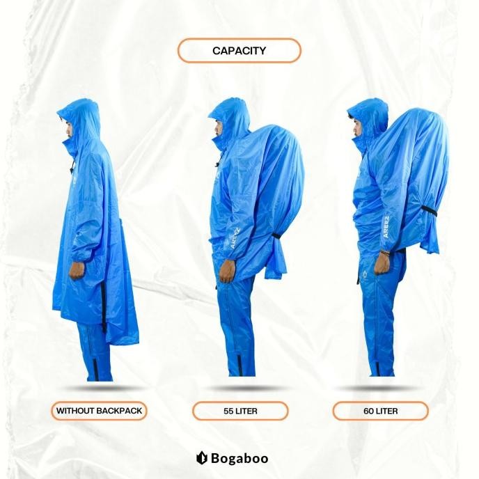 * Jas Raincoat Setelan Ponco Keril Hiking Ultralight 20D Bogaboo Areez *
