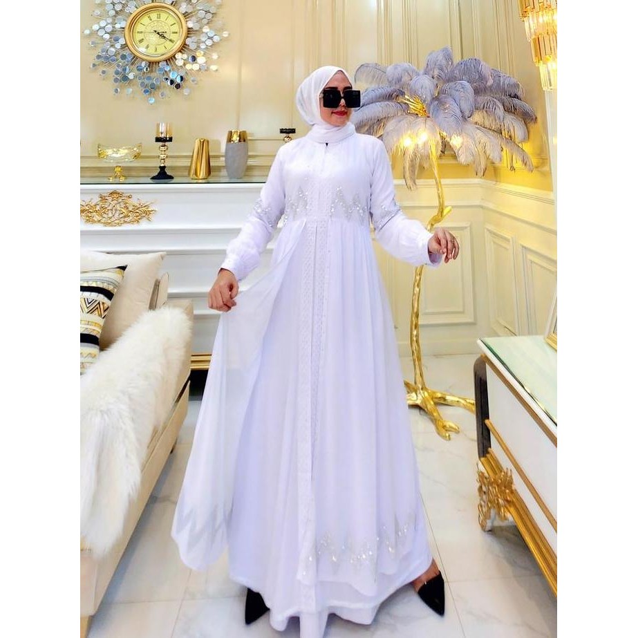 BEST SELLER GALERI SICANTIK - COD - GAMIS ABAYA PUTIH 2024 BUSUI TERBARU - ABAYA PUTIH TURKI KEKINIA