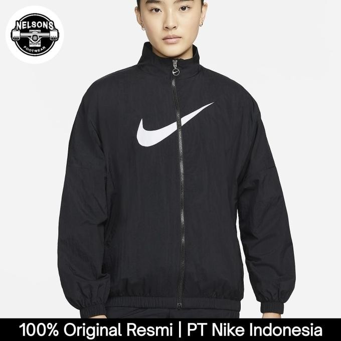 NIKE SPORTSWEAR ESSENTIAL WOVEN JACKET ORIGINAL WOMENS - BLACK/WHITE