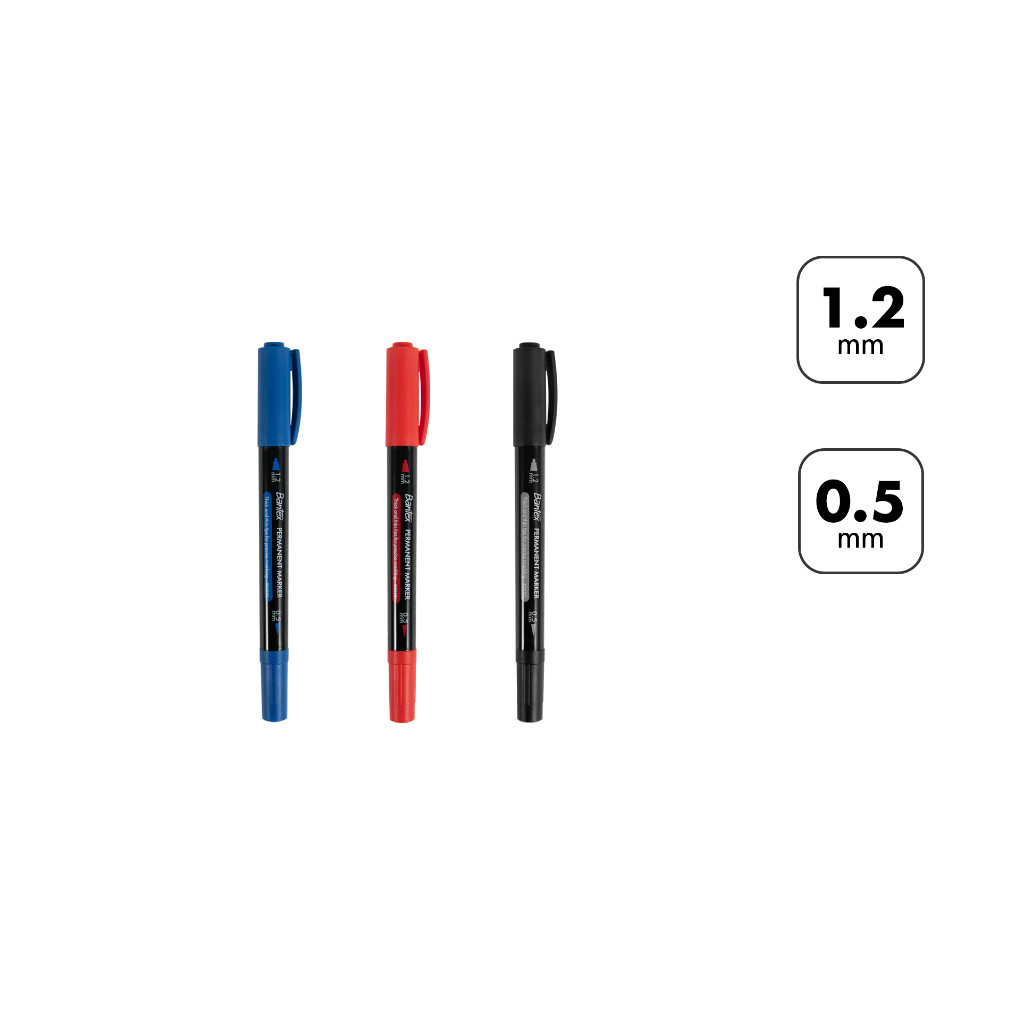 

[Pelangi Stationery] BANTEX Permanent Marker Dual Tip 0.5mm & 1.2mm 3 Warna BG5101