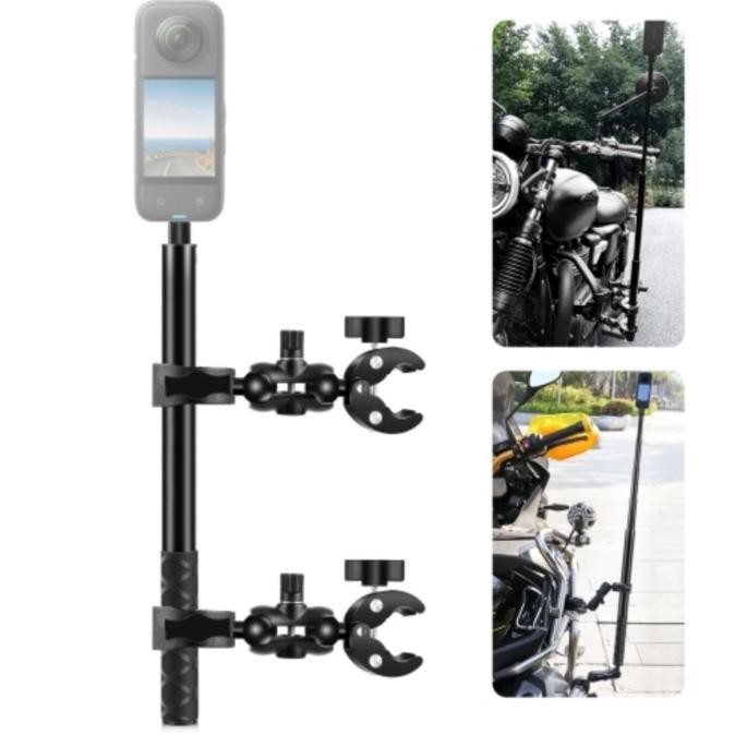 Puluz Cycling Quick Release Bracket With 150Cm Selfie Stick Set Double Dual Heads Crabs Clamps Handl