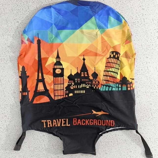 SARUNG KOPER ELASTIS POLYESTER SPANDEX SUITCASE COVER KOPER BERGAMBAR SARUNG PELINDUNG KOPER 22-24 I