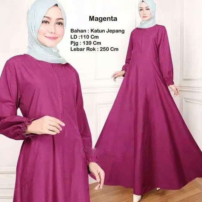 Ready Gamis Katun Jepang Polos Ori Irna Pengiriman Cepat