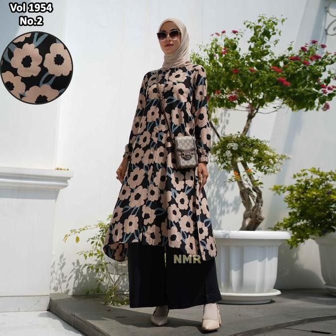 BEST SELLER NMR SETELAN CELANA KULOT TUNIK RAYON D VOL 1954-2