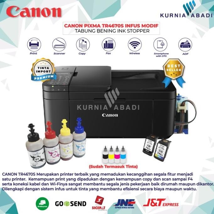 Printer Canon Pixma Tr4570S Infus Tabung Bening Print Scan Copy Wifi Kode 4626