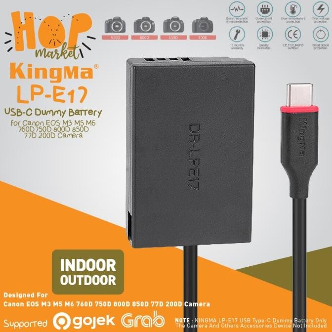Kingma Usb Type C Dummy Battery Adapter Lp-E17 U/ Canon 760D 800D Etc New Stok