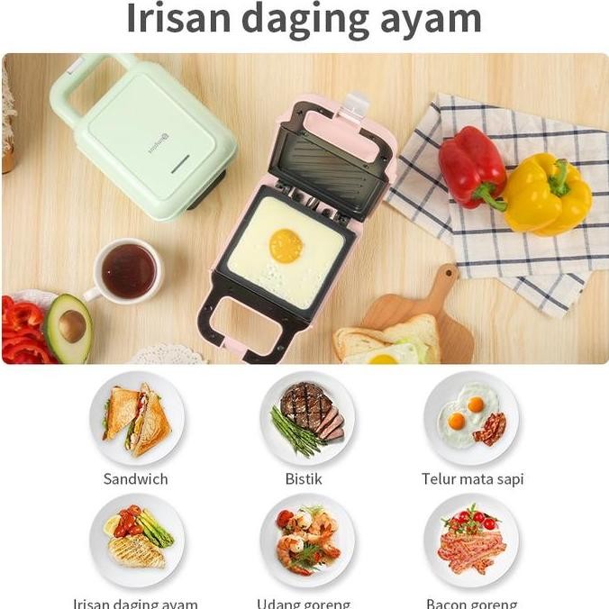 Terlaris Shuoning Sandwich Maker Pemanggang Roti Toaster Anti Lengket Low Watt Garansi 1 Tahun/ Shuo