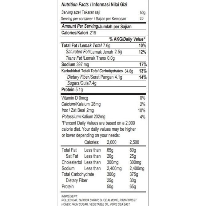 

Granola 1 Kg Honey Almond Sereal Sehat (Crispy!)