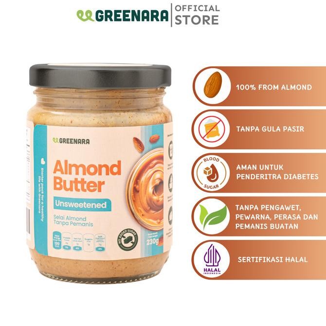 

GREENARA UNSWEETENED ALMOND BUTTER 230GR / SELAI ALMOND