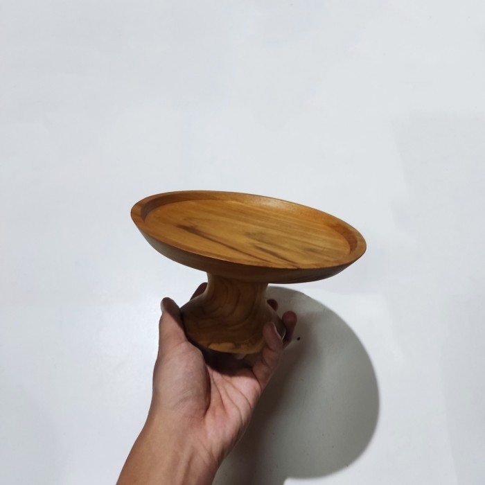 """] Dulang Kayu Jati 18cm Tempat Wadah Saji Kue Tray Display Nampan Baki