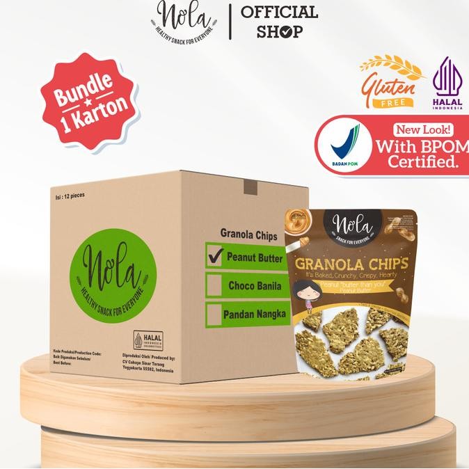 

Paket Nola Granola Chips Peanut Butter 1 Box Isi 12 Pcs