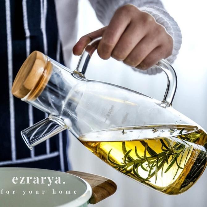 BOTOL MINYAK KACA TEMPAT MINYAK GORENG TUTUP KAYU AESTHETIC 700 ML