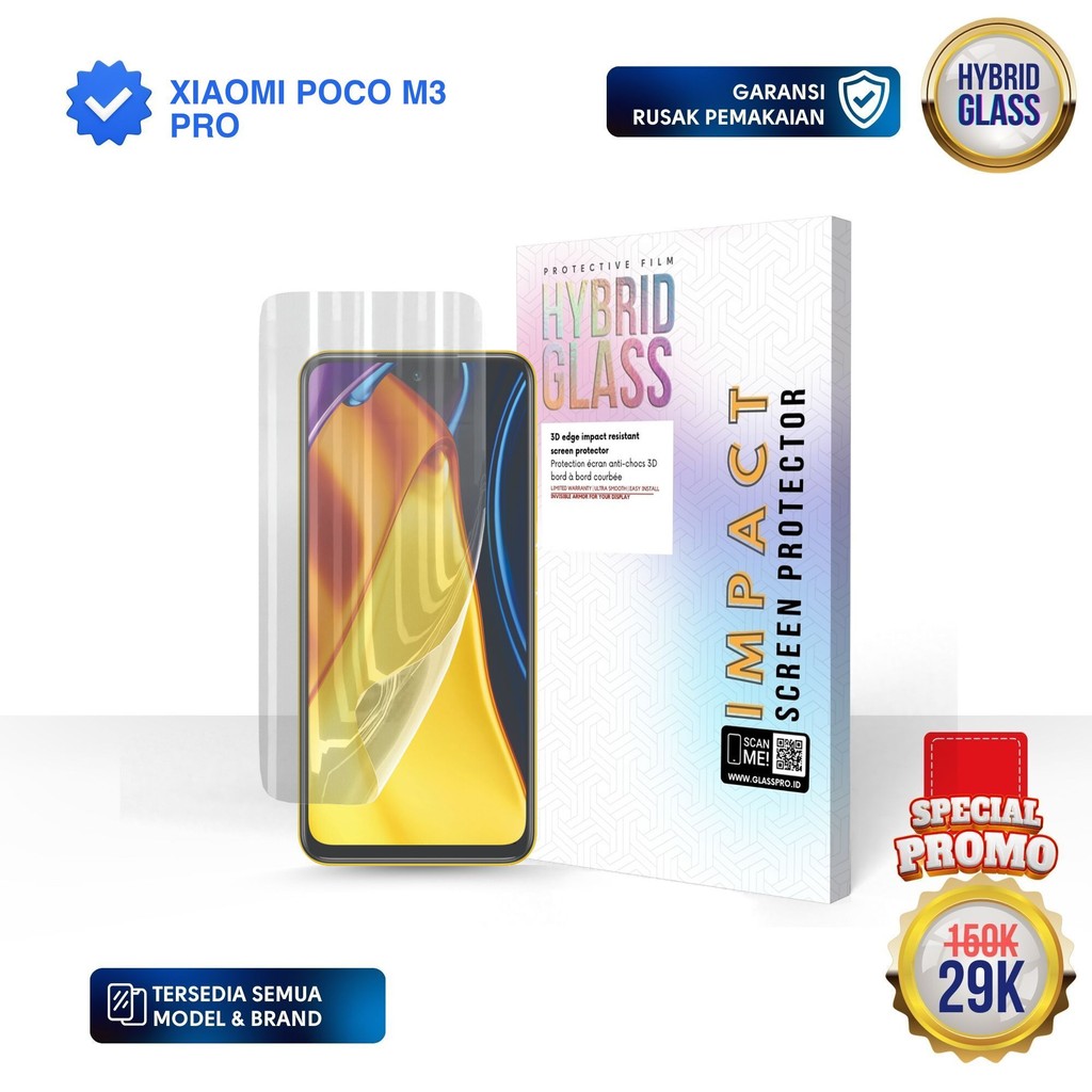 Hybrid Glass For XIAOMI POCO M3 PRO - Full Cover Hydrogel Anti Gores Premium Screen Protector Glossy