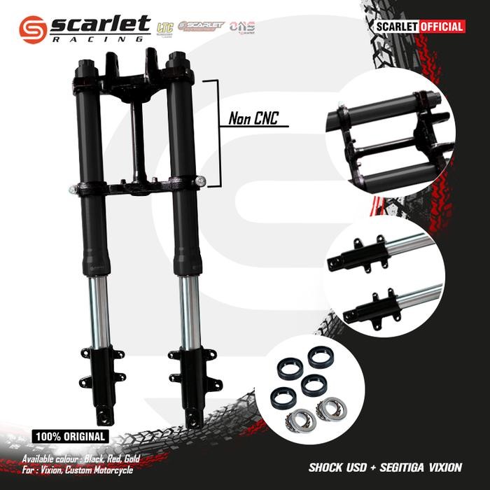 TERBARU Scarlet Racing - Shock Upside Down shock Depan USD Plus Segitiga Vixion