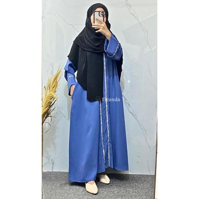 Firanda Abaya Nazwa - Gamis Hitam Wanita Muslim Payet Basic Dress Umroh Lebaran Cantik Mewah Simple 