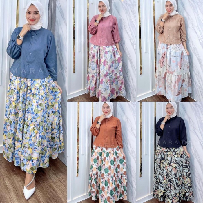 Oneset Rok Setelan Rok Rayon Mix Pololinen Safara Series By Ammara