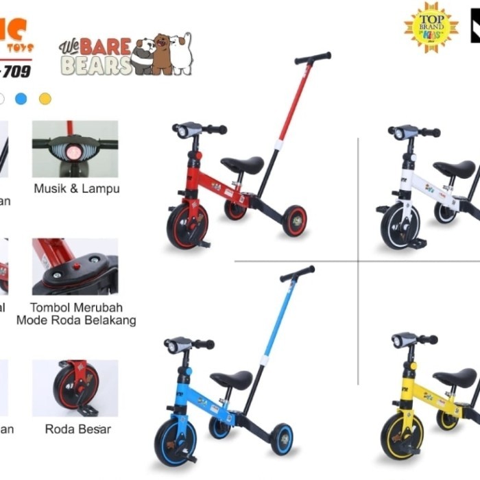 SEPEDA RODA TIGA BALANCE BIKE 4 IN 1 MUSIC EXOTIC ET-709 ET709 ET 709 KODE 381