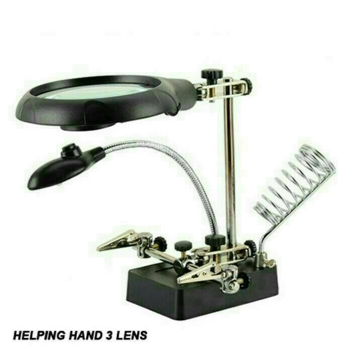 helg hend /3lensa kaca pembesar + jepitan buaya dan tempat solder
