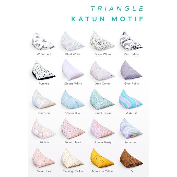 Sale Bean Bag Casha Sofa Santai/Cafe Lesehan Triangle Katun Motif