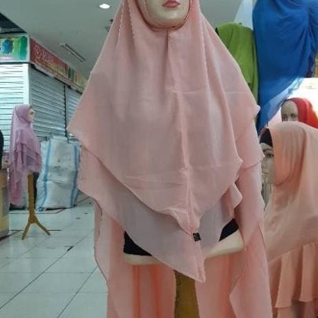 Jilbab Ceruti Khimar 2 Layer LV Pinguin Hijab Syari Pet Antem LA