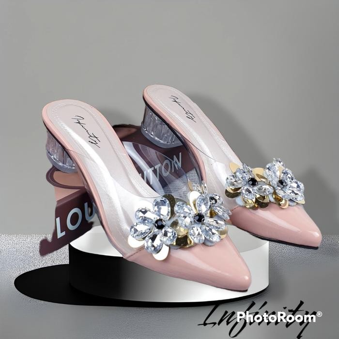 Sandal Mules Bunga Import Jn_118 Karet Shoes