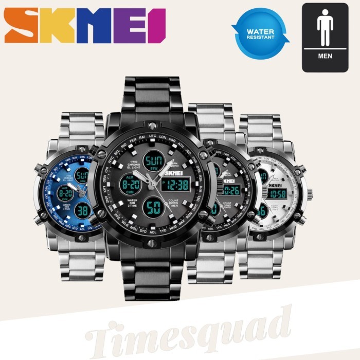 Jam Tangan Pria Digital Analog Skmei 1389 Water Resistant Tahan Air