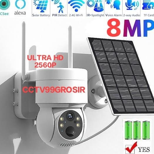 CCTV IP Camera Outdoor WIFI Solar Panel Surya Tenaga Matahari 8MP ICSe