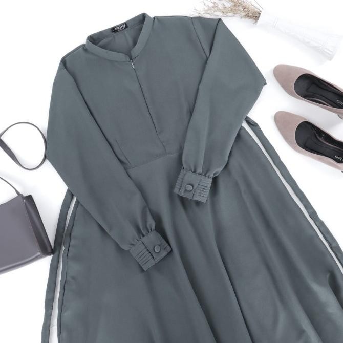 Gamis Polos Syari Jumbo Abu Tua-Gamis Premium Syari Abu Tua Terbaru Limited Edition