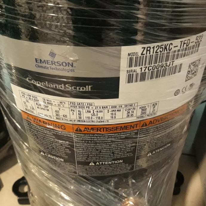BEBAS ONGKIR - Compressor Copeland Scroll 10pk ZR125KC-TFD-522