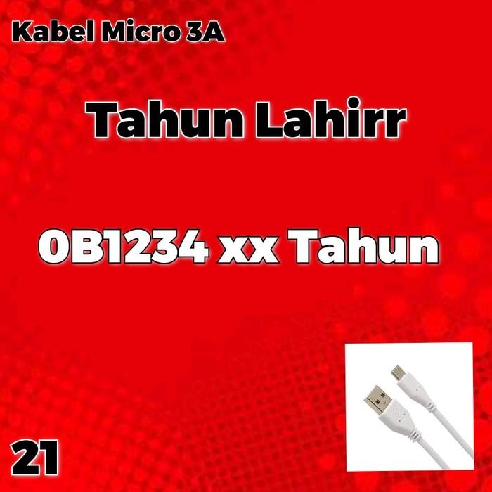 terbaru  kabel micro 3a = no cantik seri tahun lahir rapih merah ready