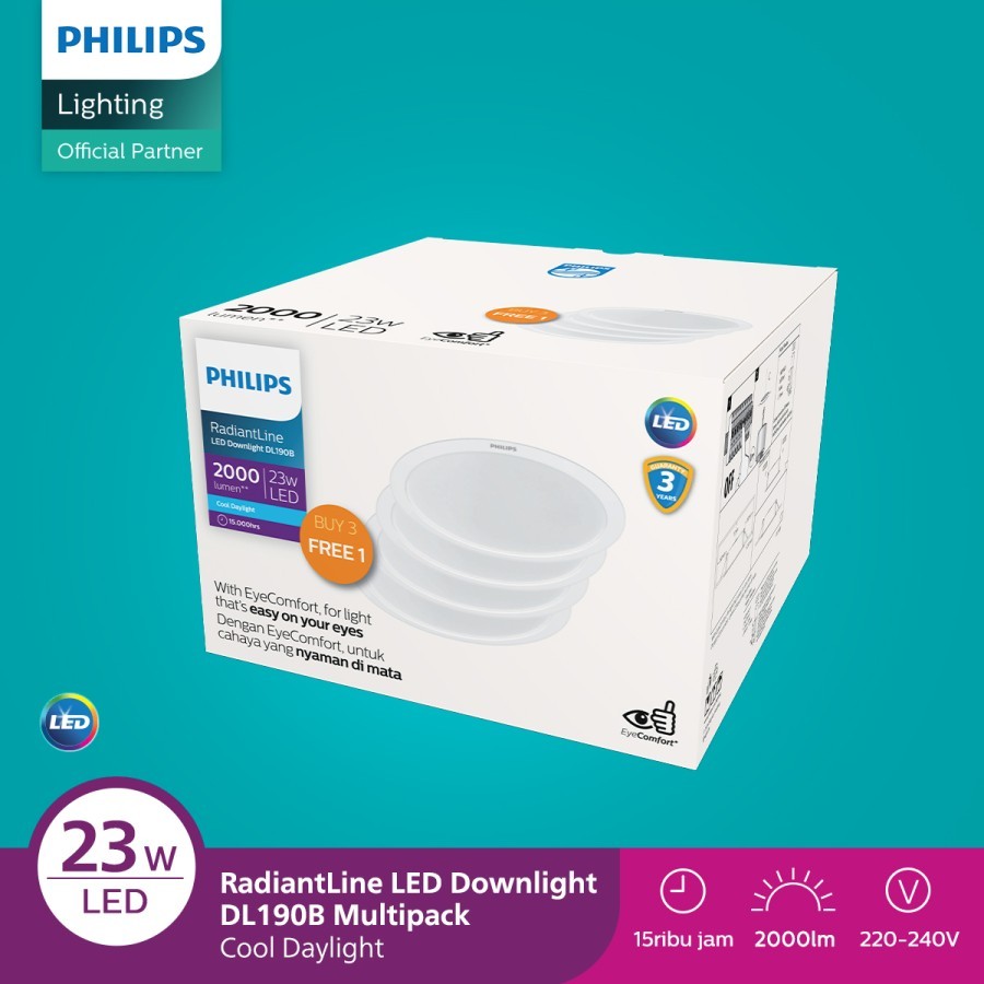 Philips Radiantline Downlight Multipack 23W Putih (Isi 4 Lampu)