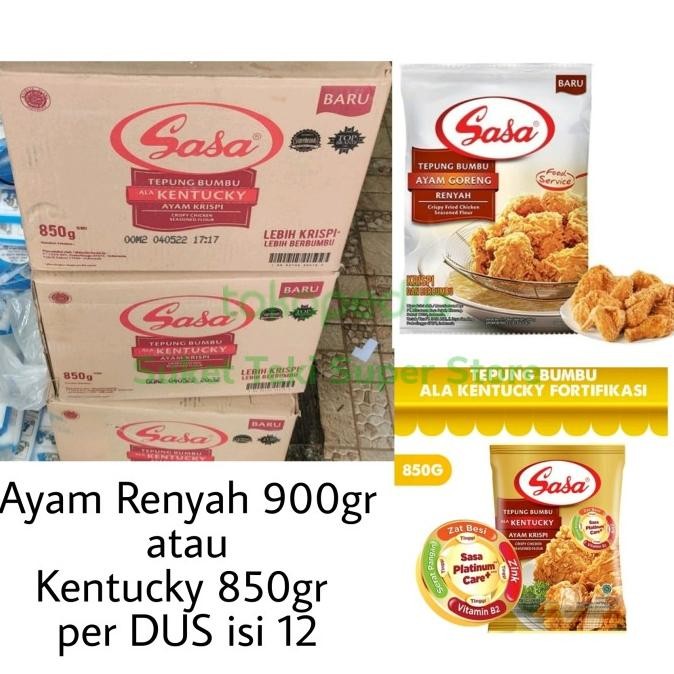 

READY SASA TEPUNG AYAM GORENG RENYAH 900 GR / KENTUCKY 850 GR PER DUS ISI 12