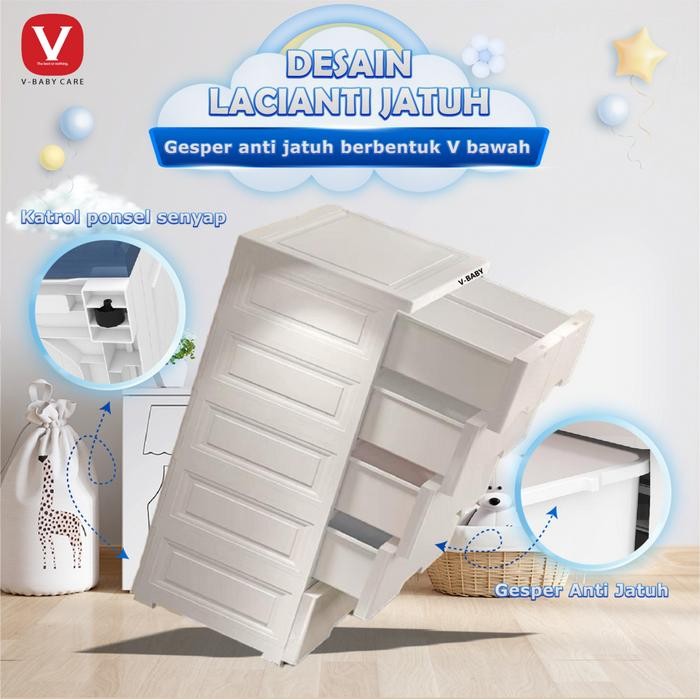 terbaru  v-babycare meja nakas plastik kamar tidur , kotak tempat penyimpanan mainan, loker
