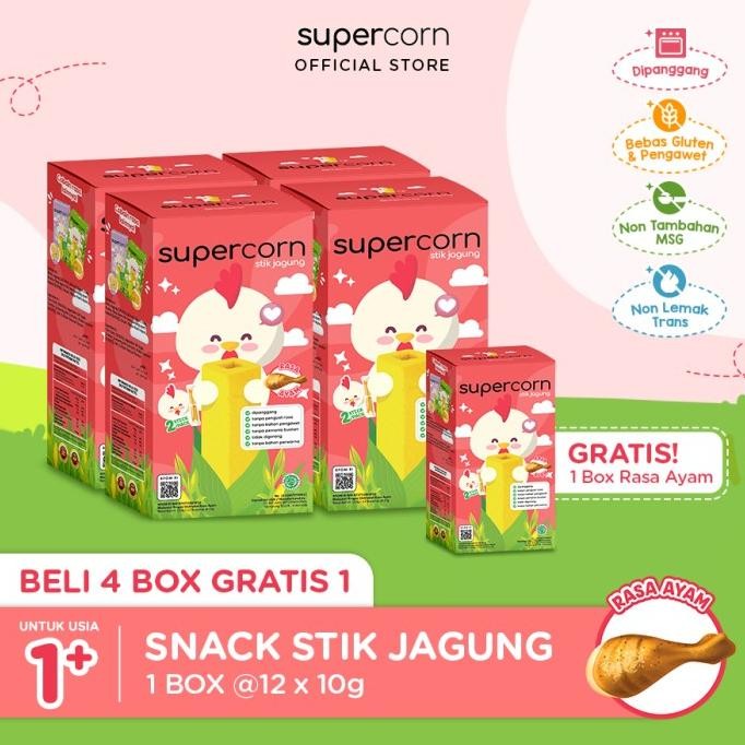 

READY BUY 4 GET 1 SUPERCORN STICK JAGUNG RASA AYAM 10GR