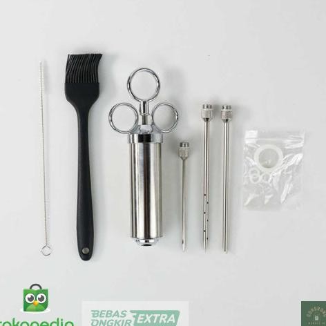 

READY ALAT SUNTIK BUMBU DAGING AYAM 3 NEEDLES 2 BRUSH 2 OZ STAINLESS STEEL