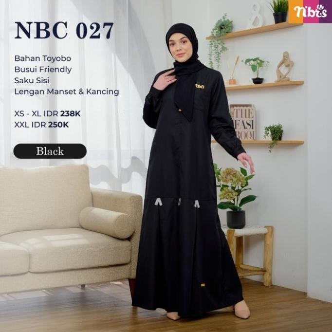 Terbaru Gamis Nibras Basic Nbc 27 Warna Black Hitam Polos Haji Umroh Toyobo Berkualitas